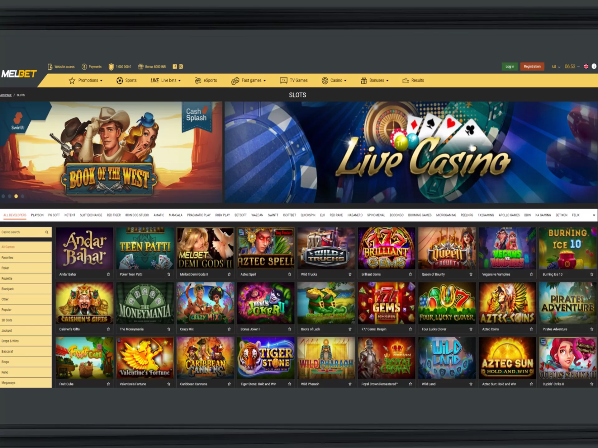 There are a lot of popular slots and other casino games from world's trustworthy providers.