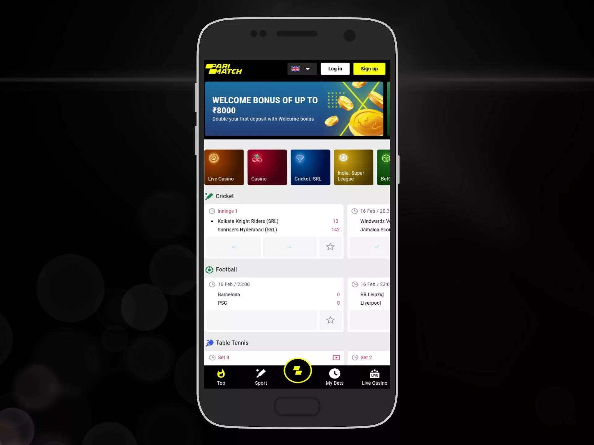 Open the Android app on your smartphone and start playing casino games.