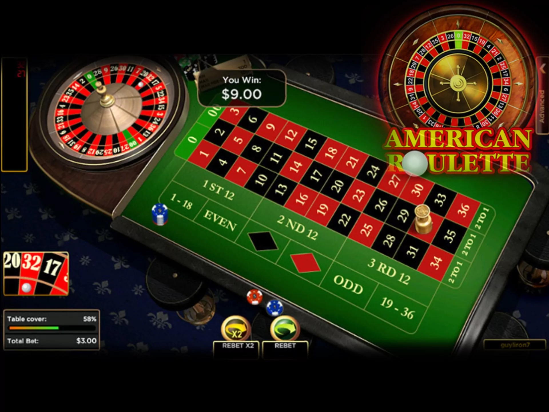 American roulette is rather famous among gamblers and is available at many online casinos.