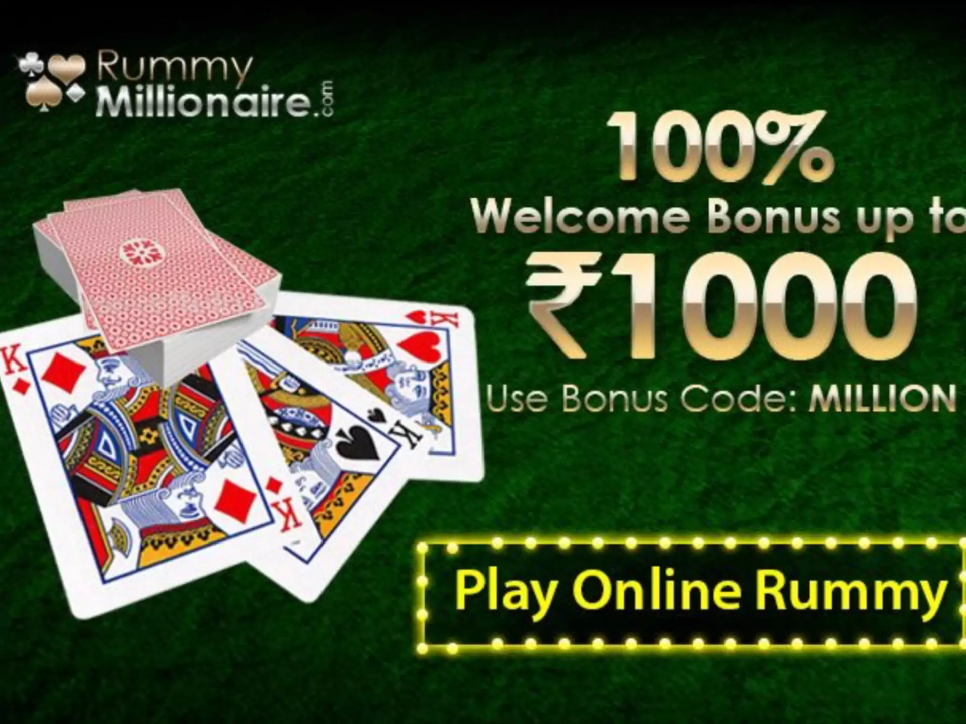 Sign up for an online casino and get bonuses on playing rummy.