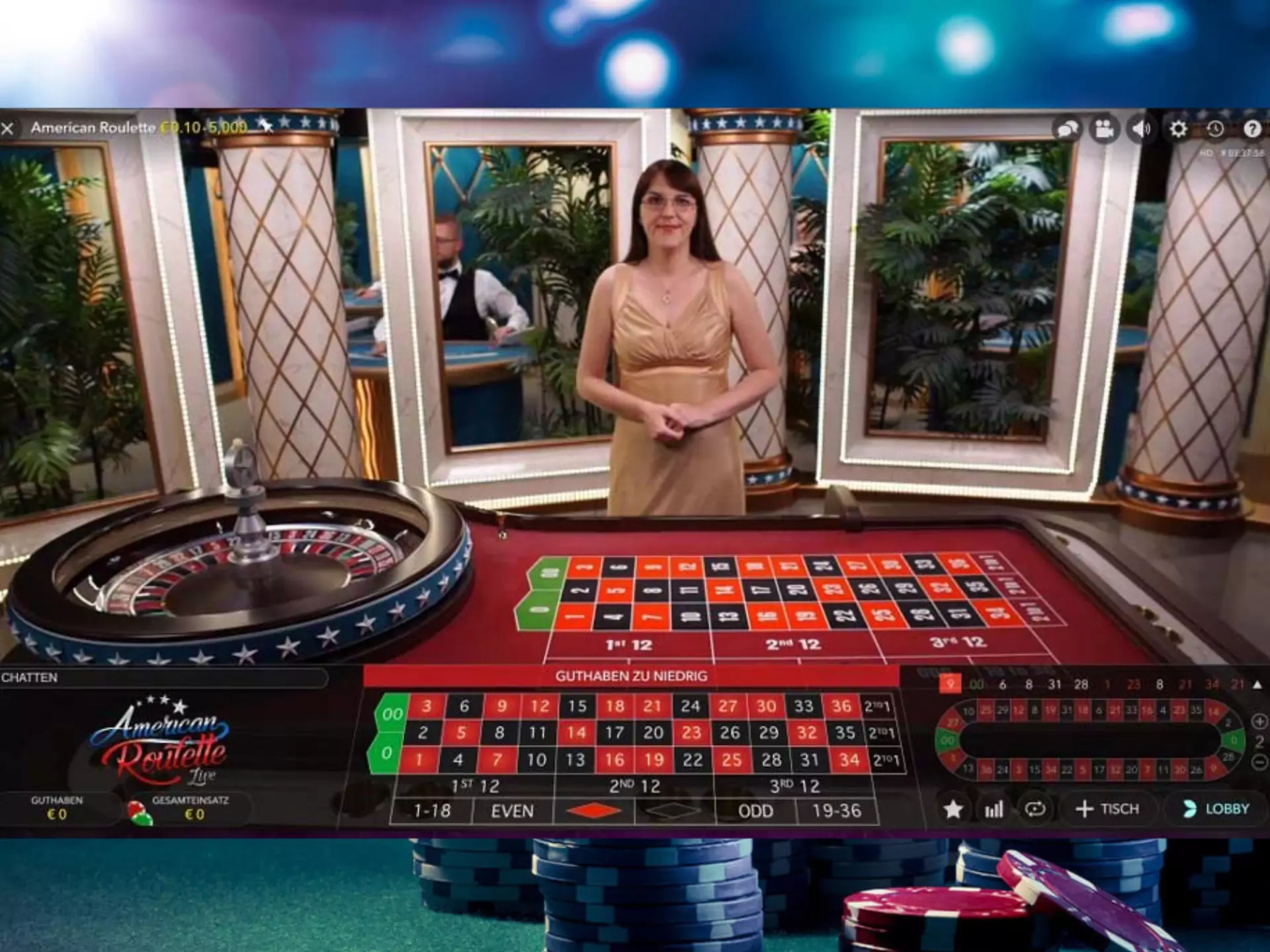 Sign up for an online casino and play American roulette.