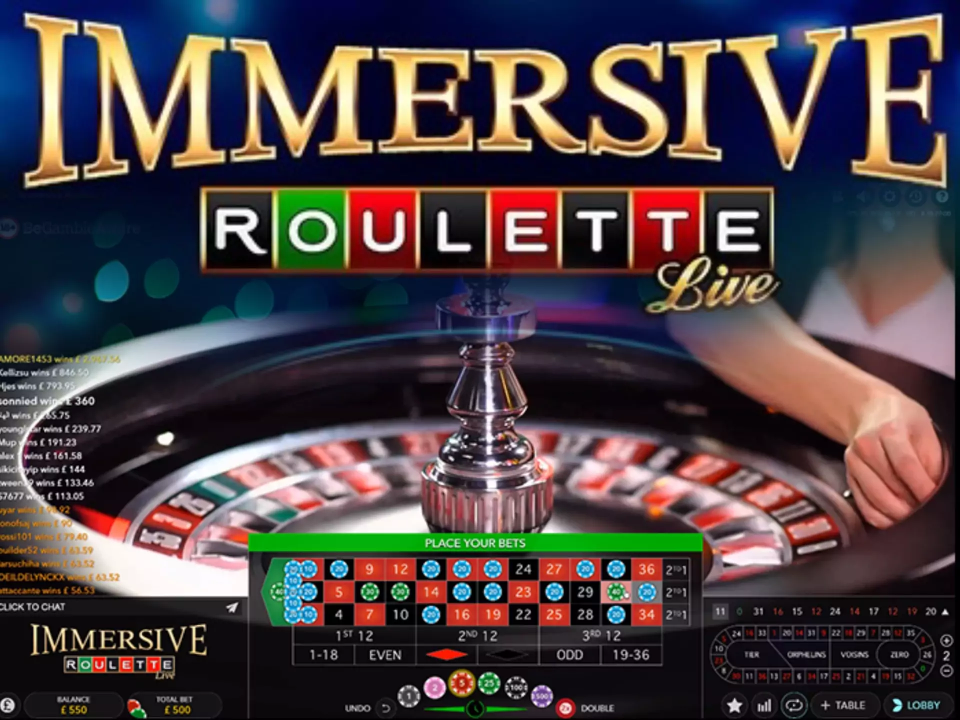 Play Immersive roulette to get a new experience in live gambling.