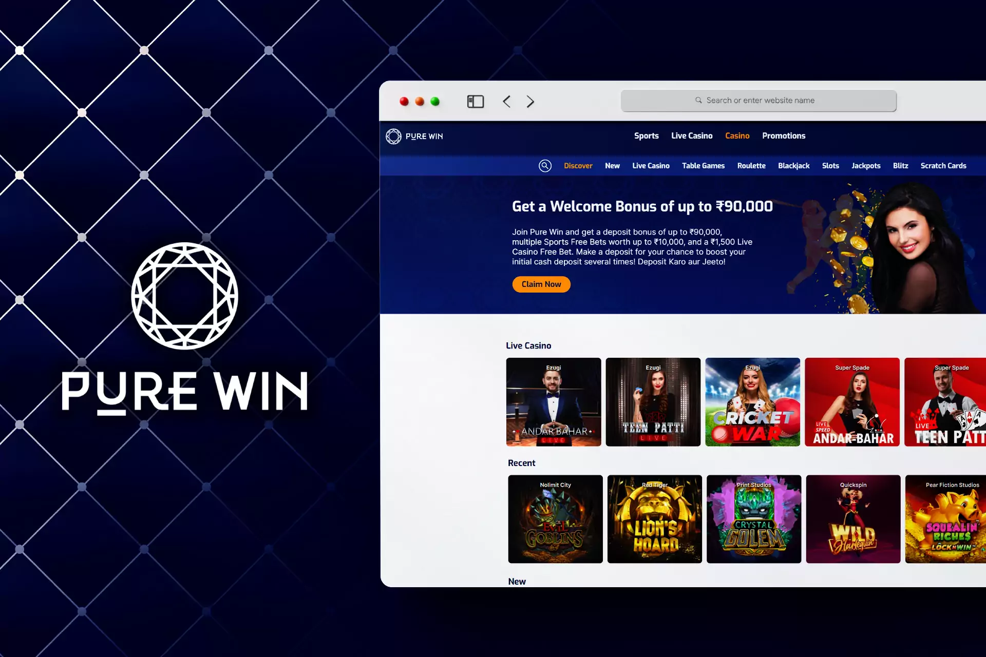 The users of Pure Win can play casino games on the website and in the apps.