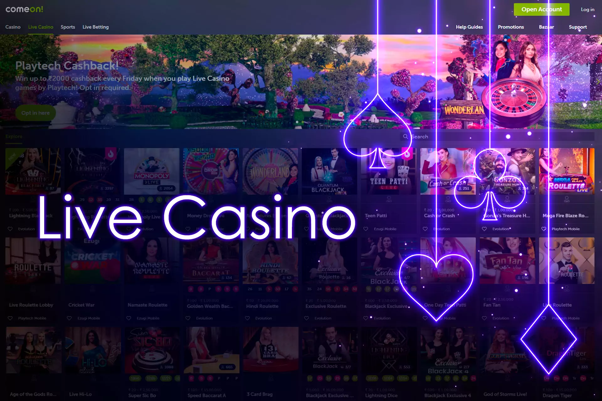 In the Live Casino section, you can play games with a live dealer online.