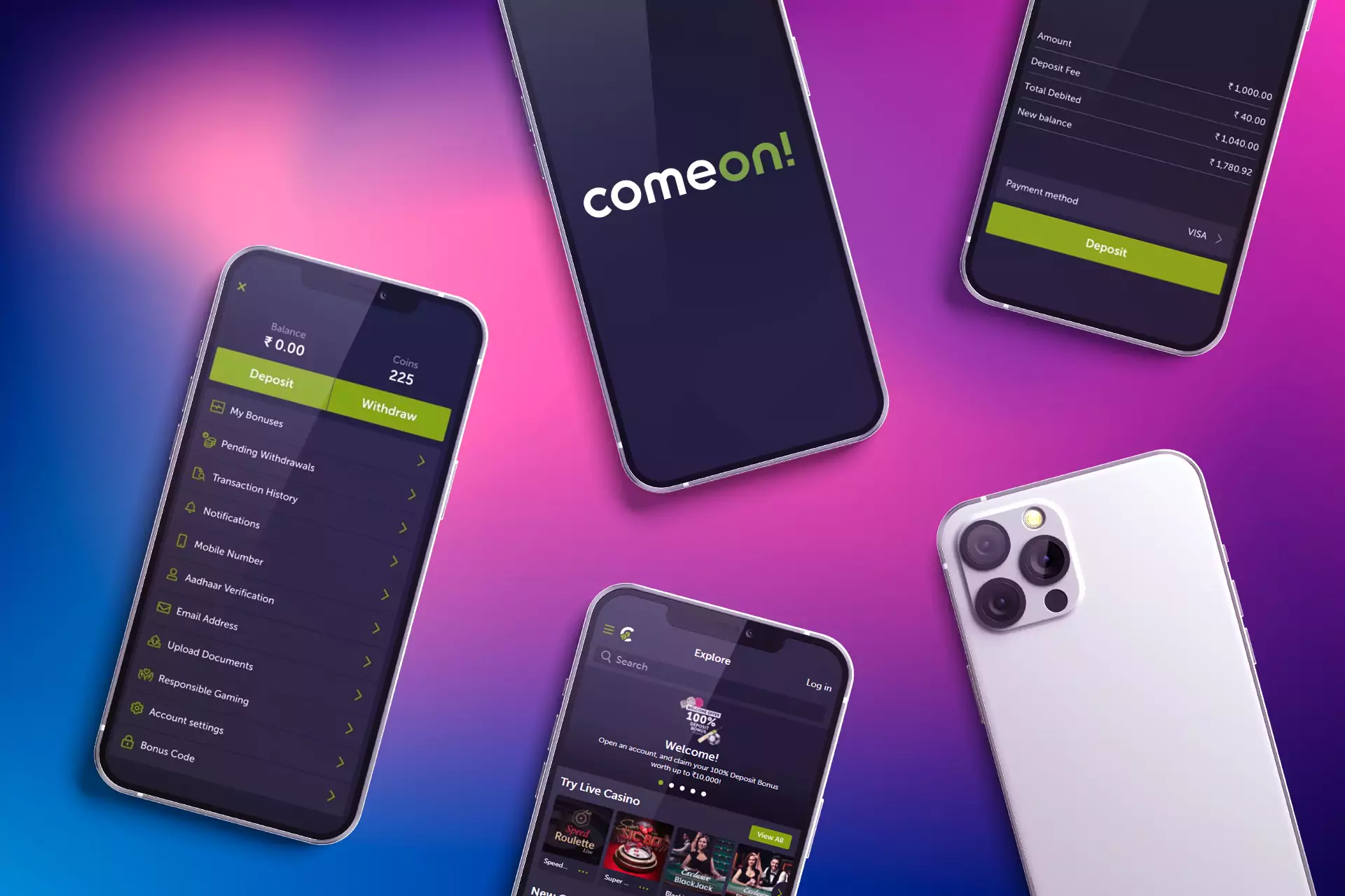 After you open an account at Comeon, make the first deposit in the cashier.