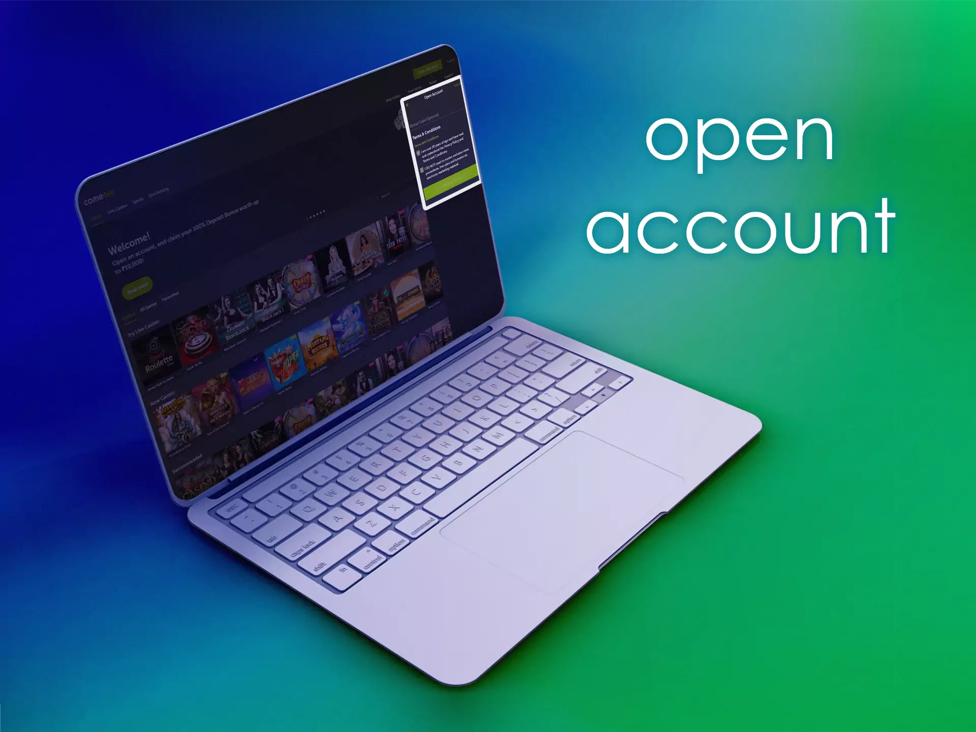 Confirm that you are agreed with the Terms and Conditions of the Comeon site and create a new account.