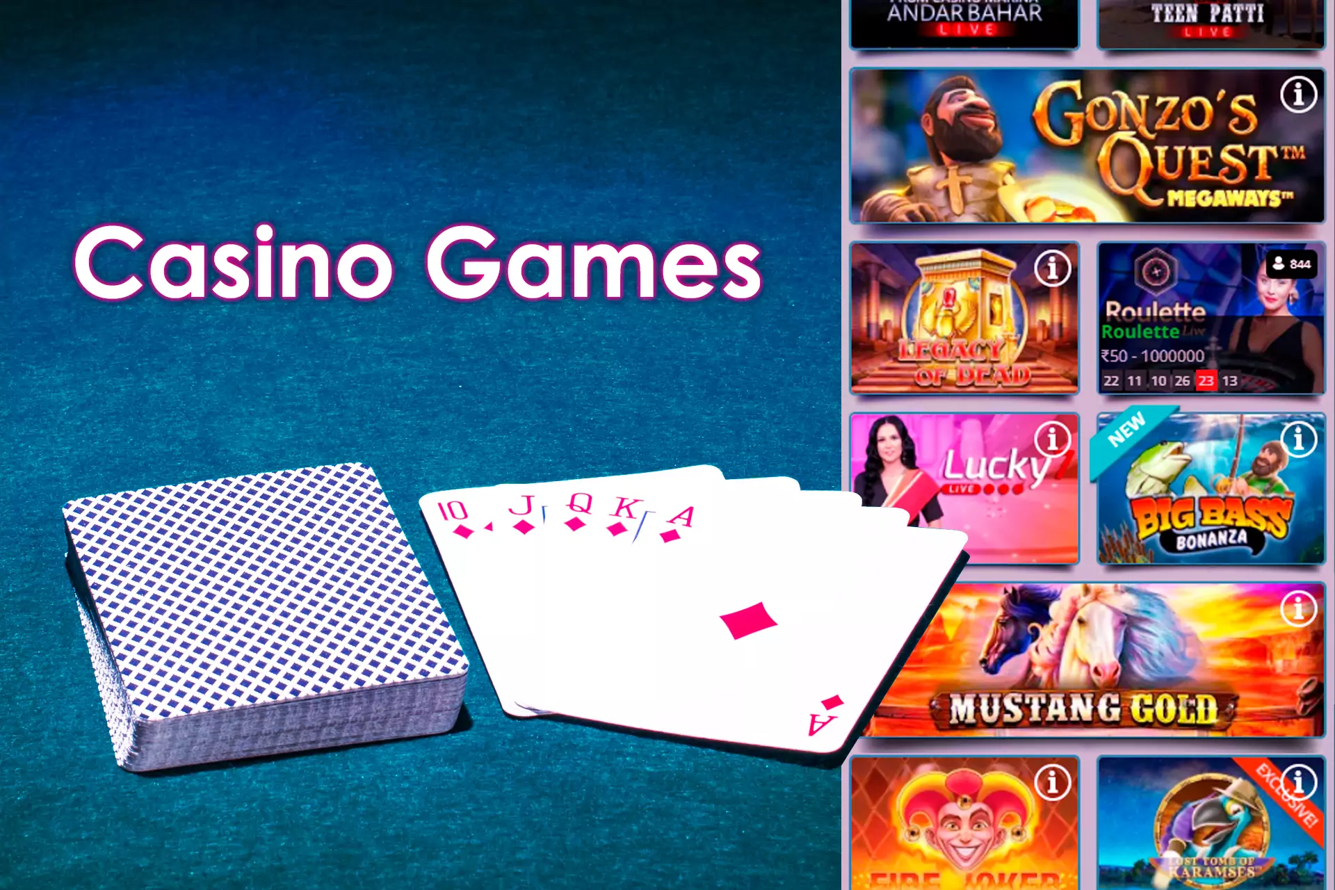 In the section of Casino, users of Karamba play games of different developers.