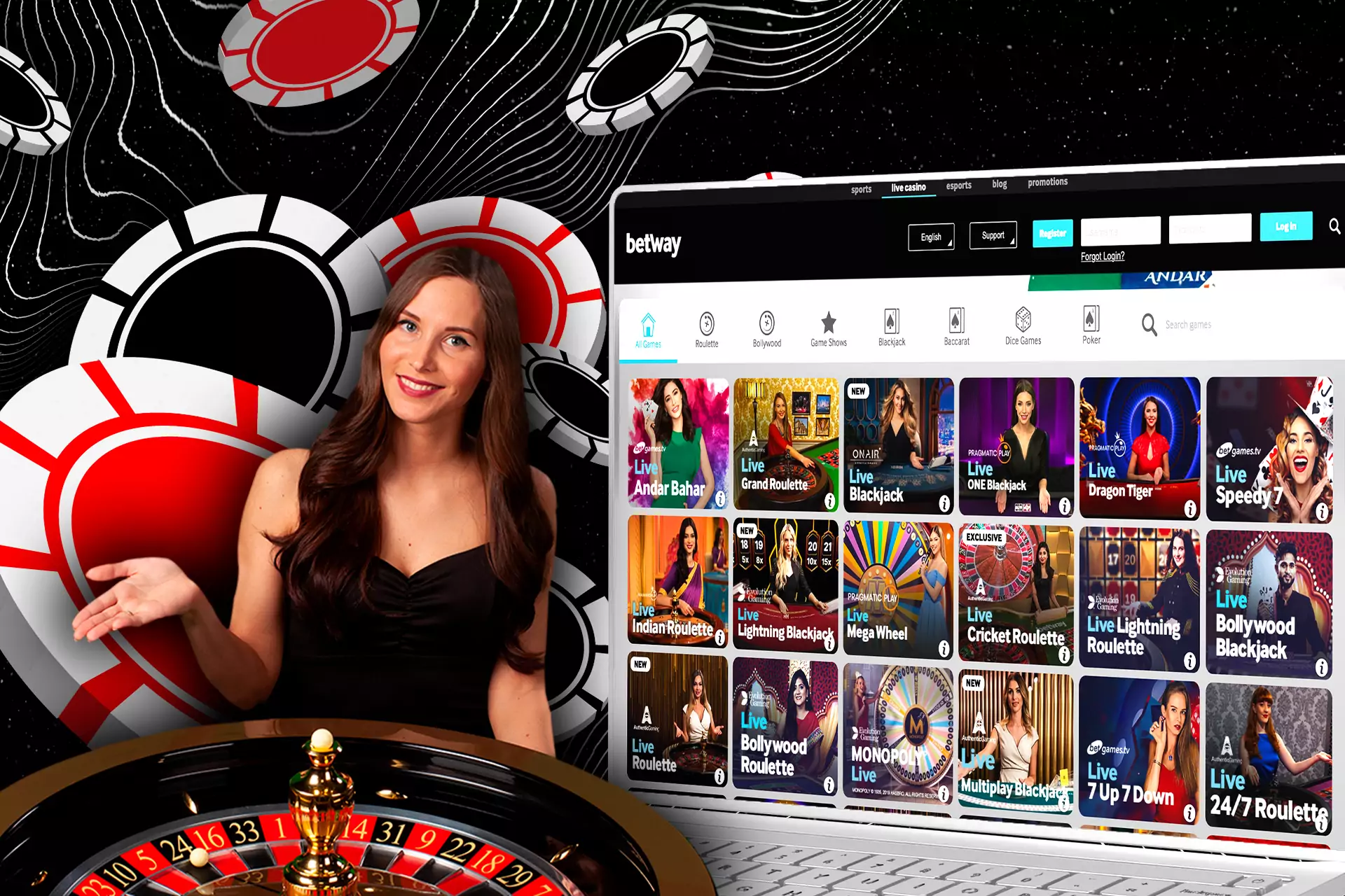 Betway India users can try their luck in live dealer games.