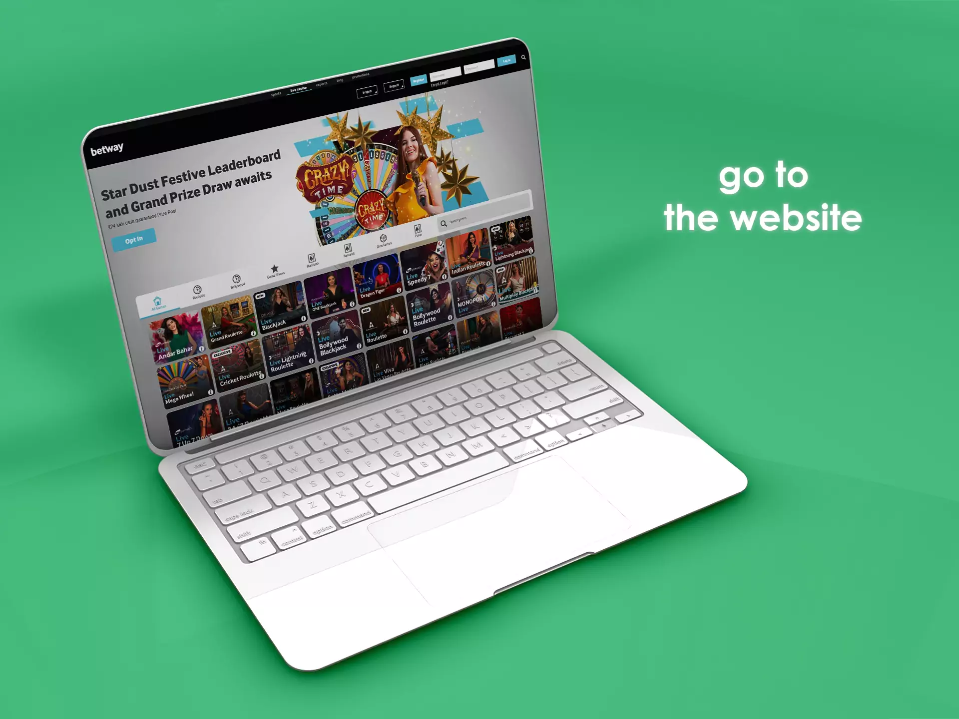 Open a browser on your PC and go to the official Betway site.