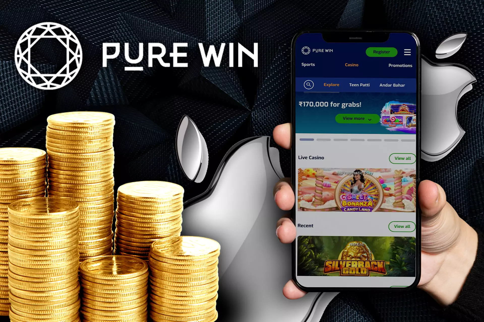 The Pure Casino app is available for free download on iOS.