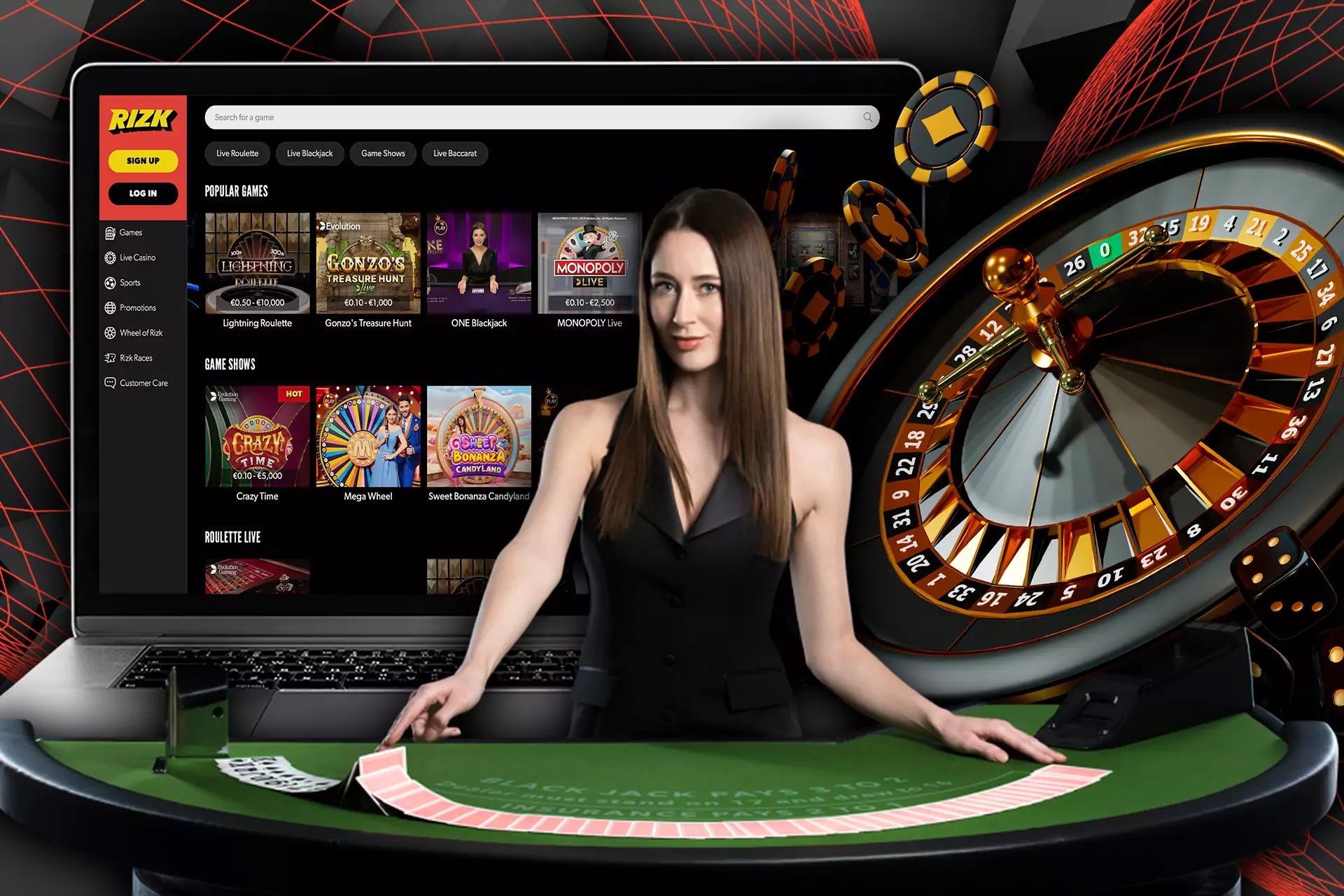 In the Live Casino, you can play games mostly by Evolution Gaming.