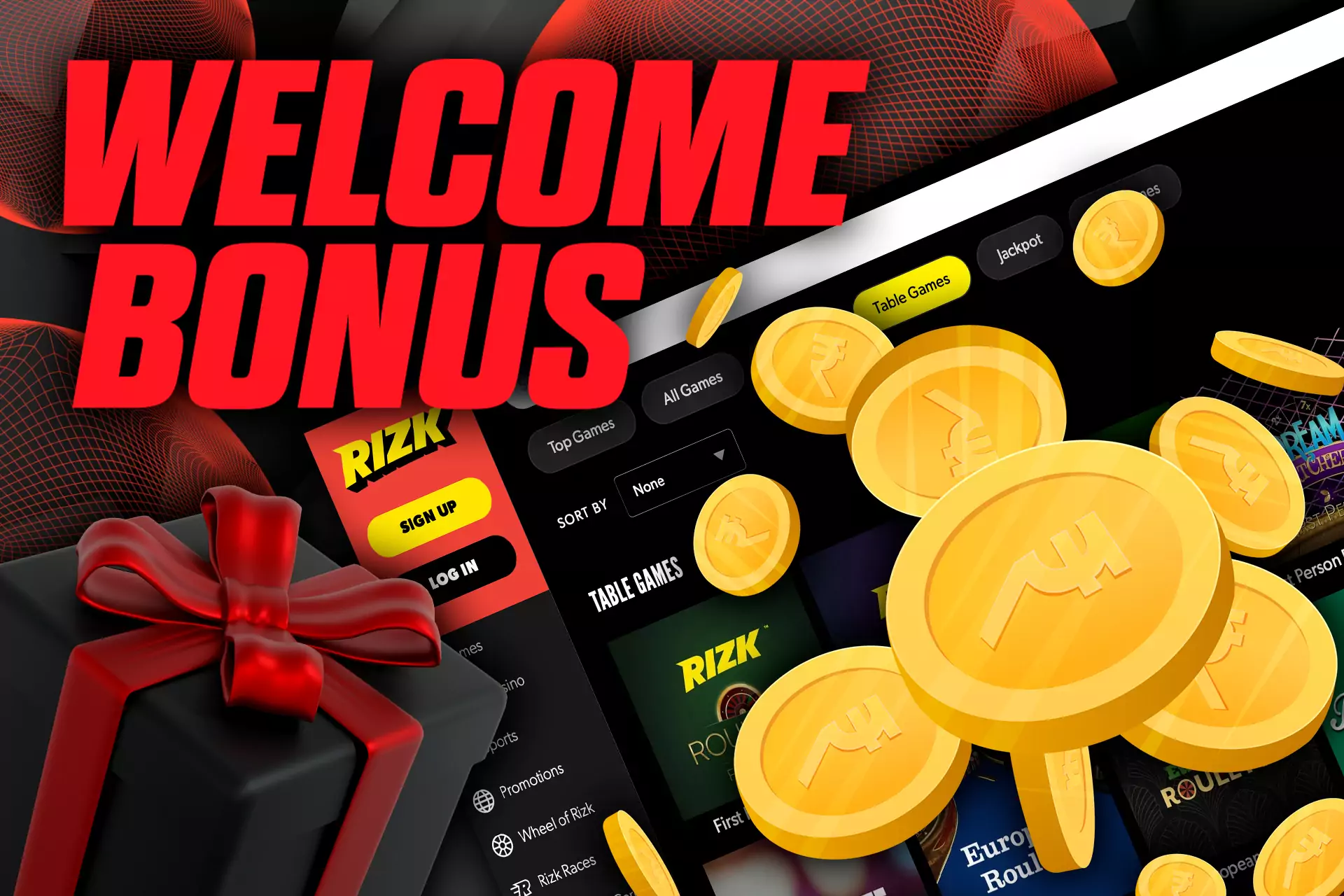 New users of the Rizk Casino can count on the receiving welcome bonus of up to 20000 INR.