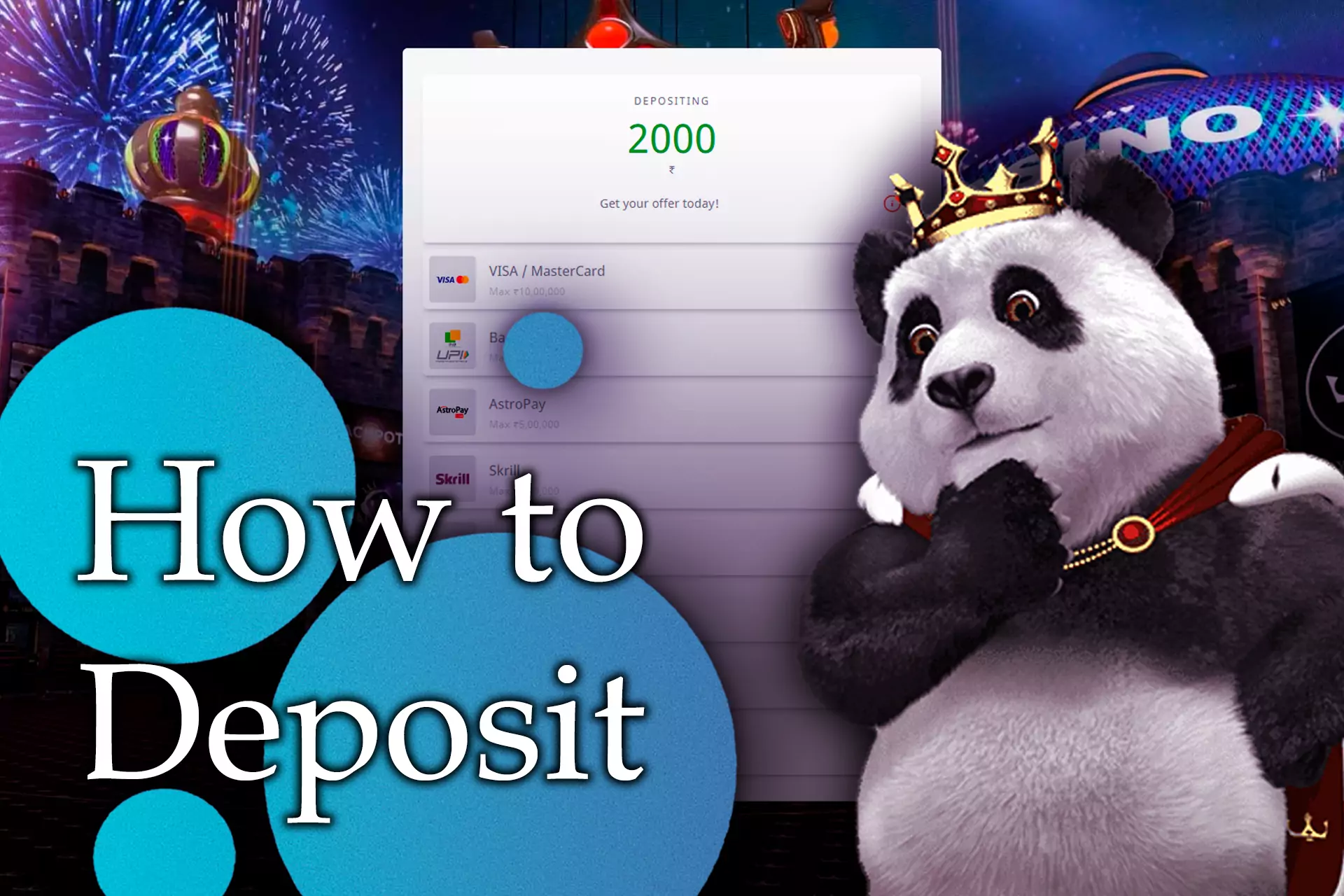 After you create an account, make a deposit to get the bonus and be able to play casino games.