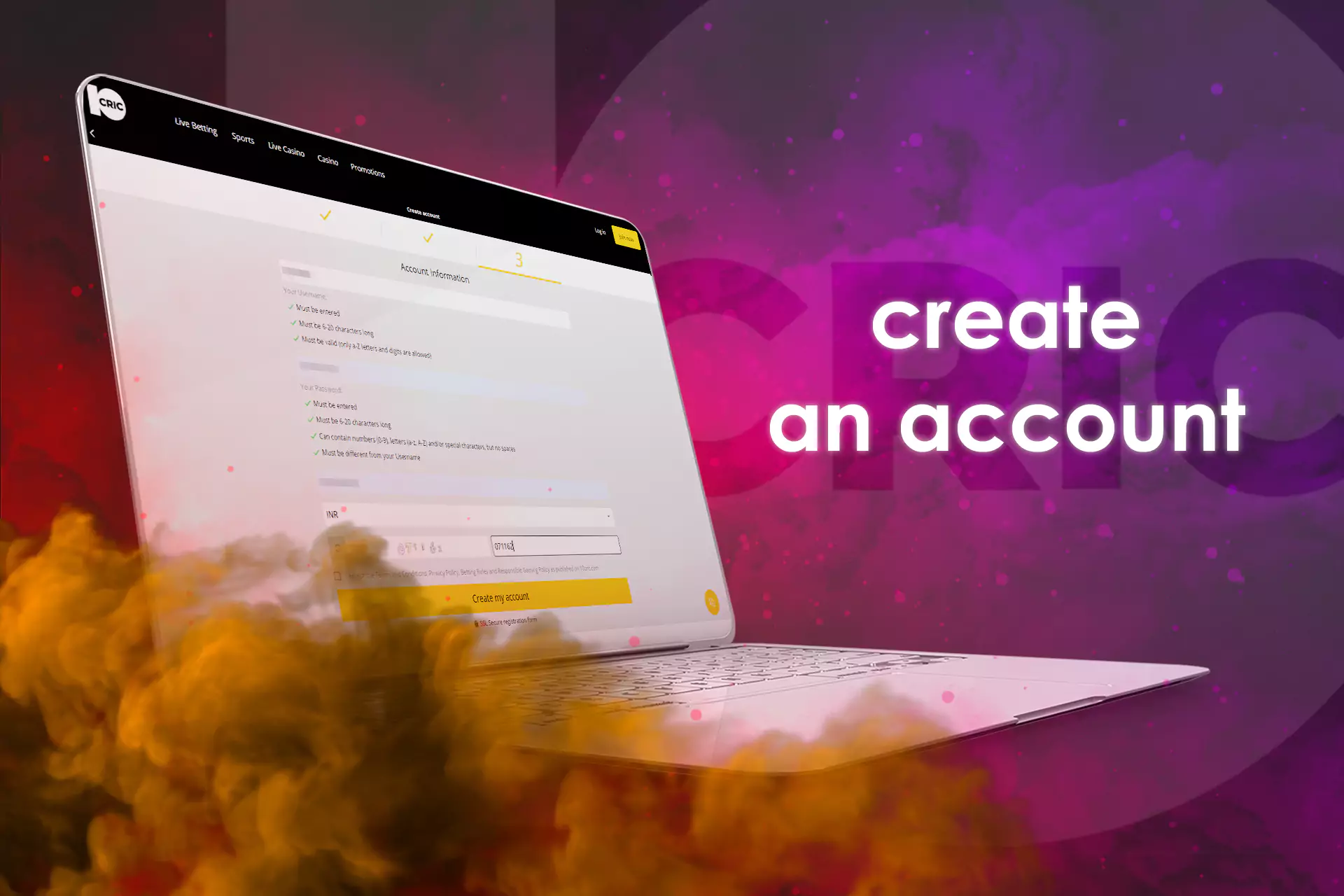 After you fill in all the fields, create an account.