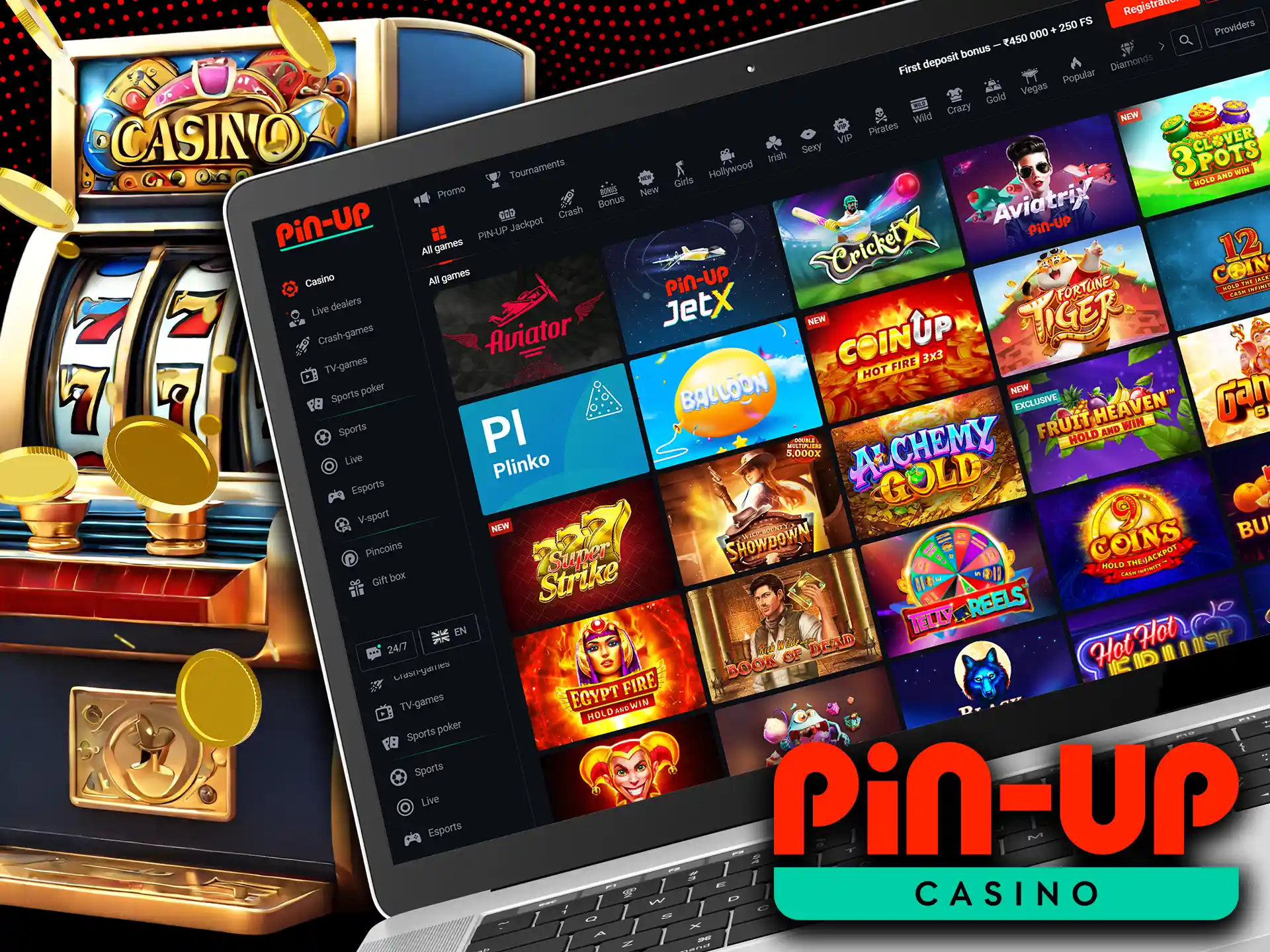 At the Pin-Up Casino, you can find lots of slots and table games available to play online.