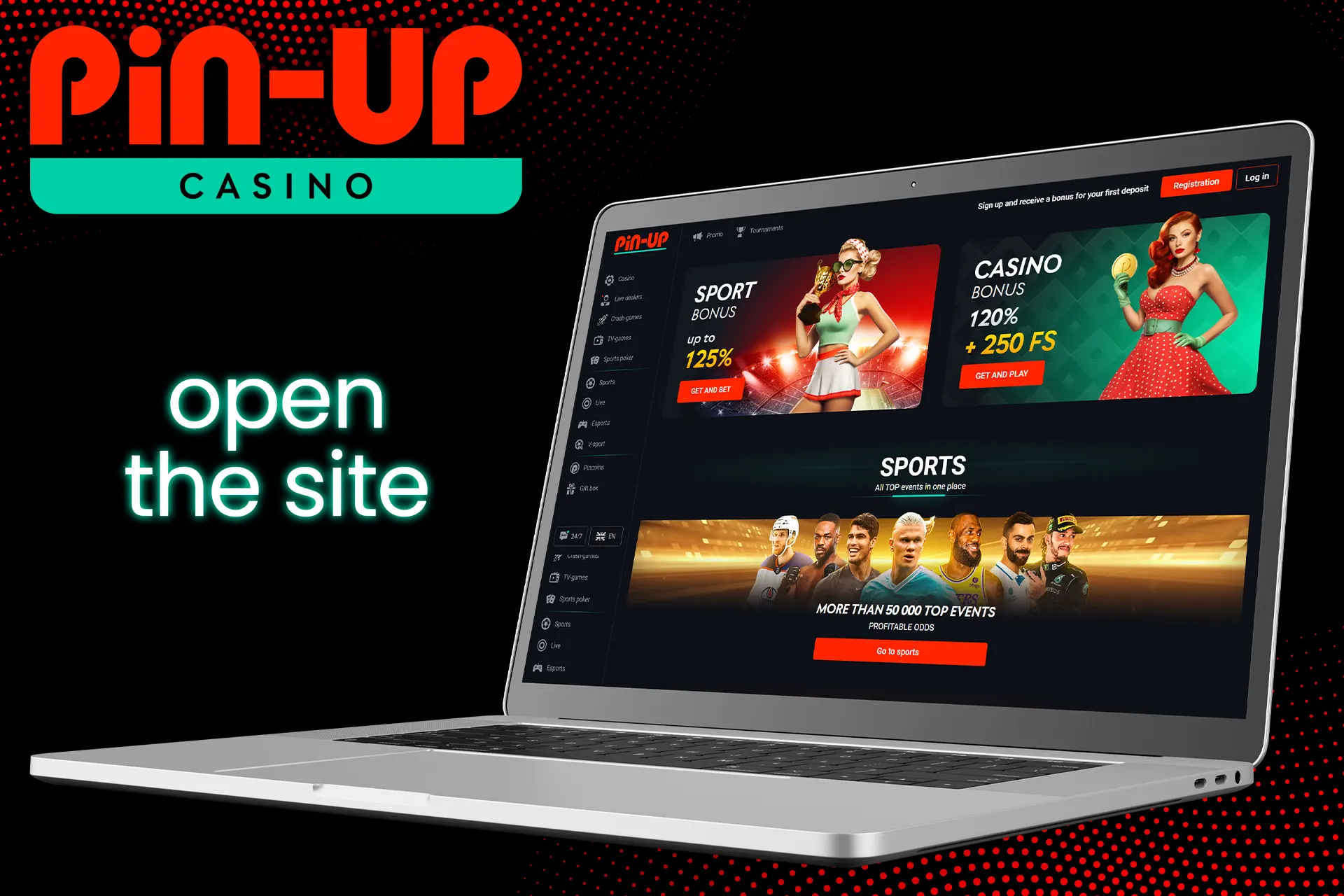Go to the official site of the Pin-Up Casino.
